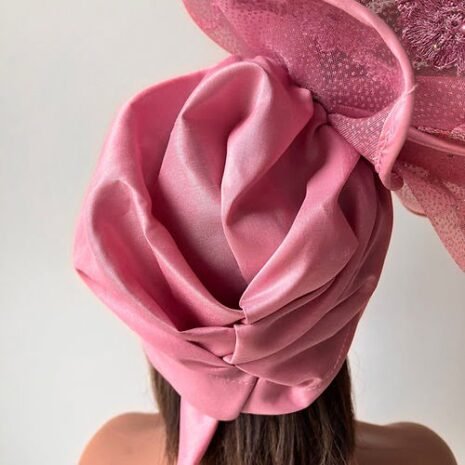 Rose Fascinator Turban Back View Three Rose Fascinator Turban Back View Three