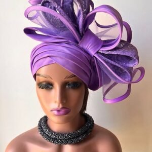 Sequin Fascinator with Bows Turban
