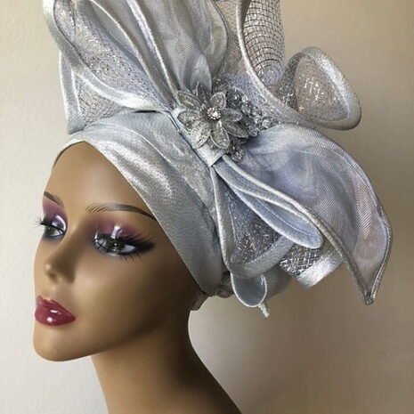 Silver Fascinator Turban