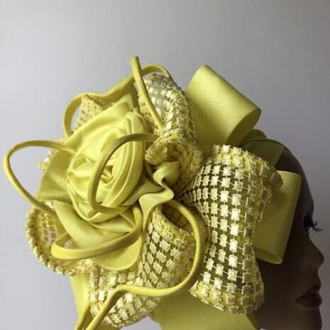 Yellow fascinator Turban Three Yellow fascinator Turban Three