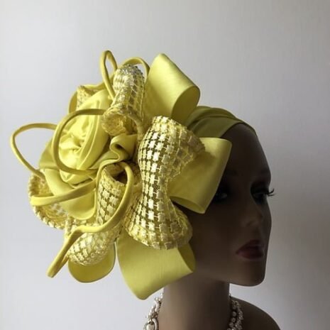 Yellow fascinator Turban Five Yellow fascinator Turban Five