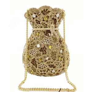 Gold Crystal Rhinestone Clutch With Hanging Chain Two