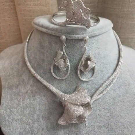 Silver Lilac Flower Choker Two Silver Lilac Flower Choker Two