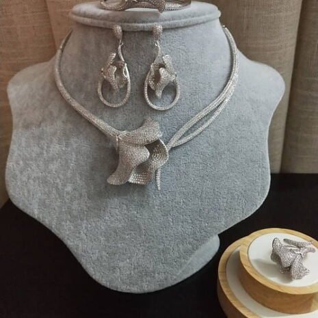 Silver Lilac Flower Choker