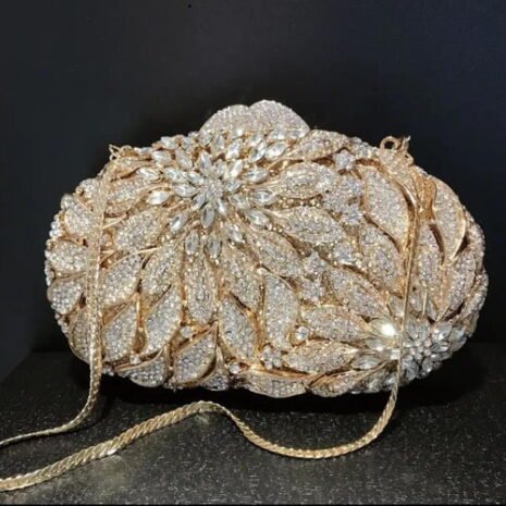 Gold and Silver Emerald Clutch