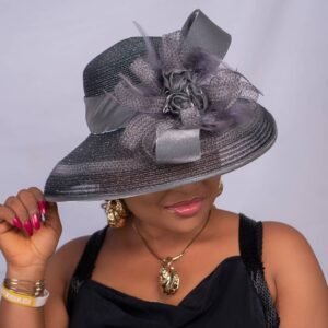 Gray Wide Brim hat / Tea party hat / fancy Derby hat.