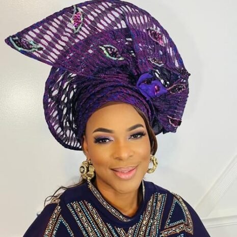 Ready made Purple Asoke Net Gele