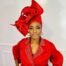 Ready made Red Auto Gele Three