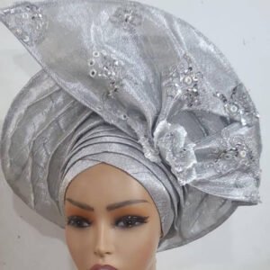 Ready Made Silver Auto Gele