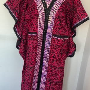 Amaka Pink Black Sequins V-Neck kaftan