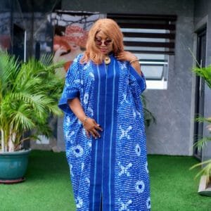 Angela Blue Adire Asoke Boubou Dress