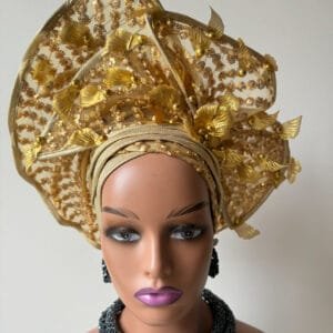Debora Gold Floral Net Auto Gele